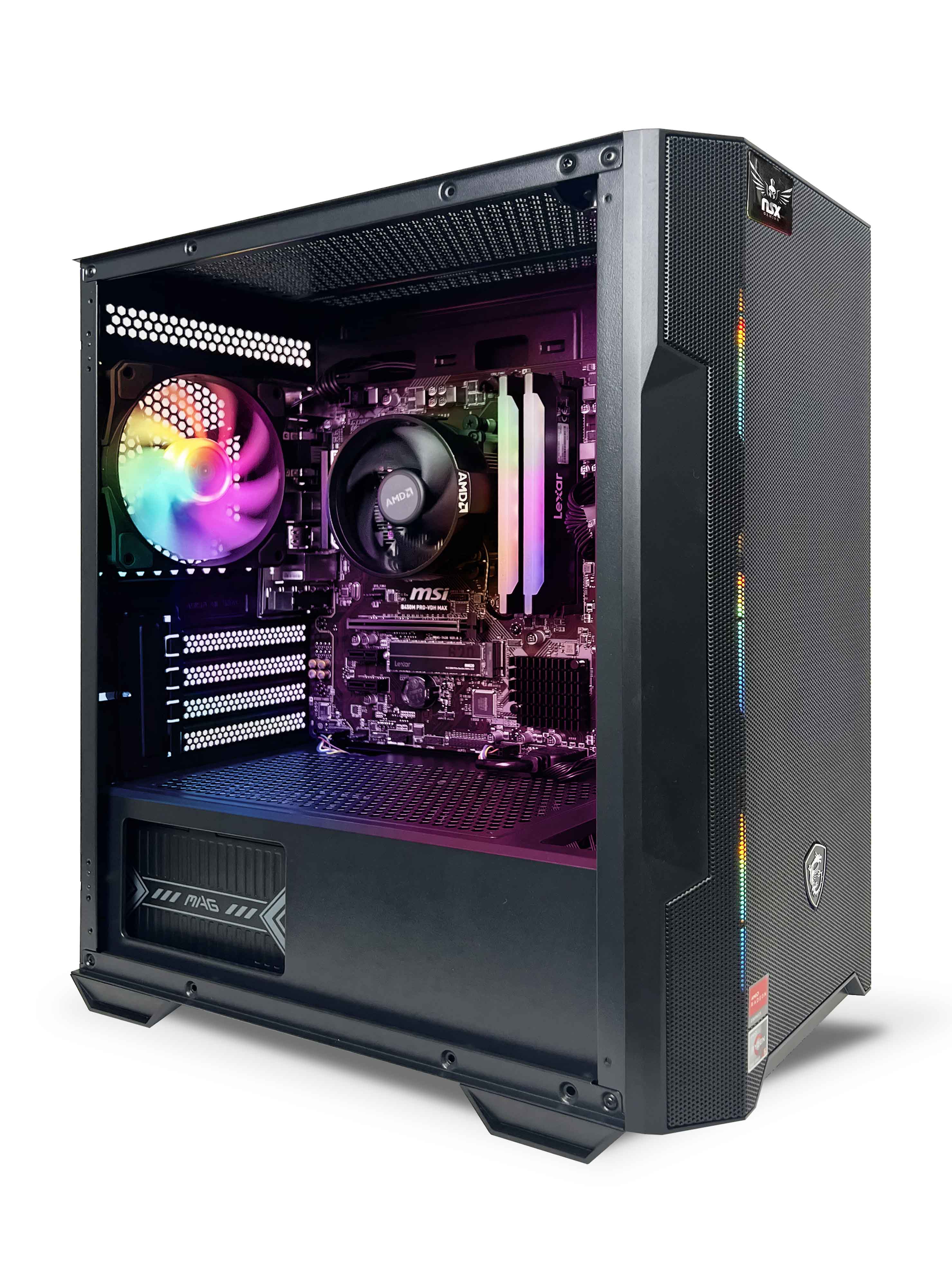 NSX GAMING Desktop Gaming Computer | Ryzen 7 5700G | 16GB DDR4 3600 | 512Gb M2 NVME SSD | RGB Fans | Windows 11 Home 64-bit | Integrated Graphics | Gaming Peripherals Included